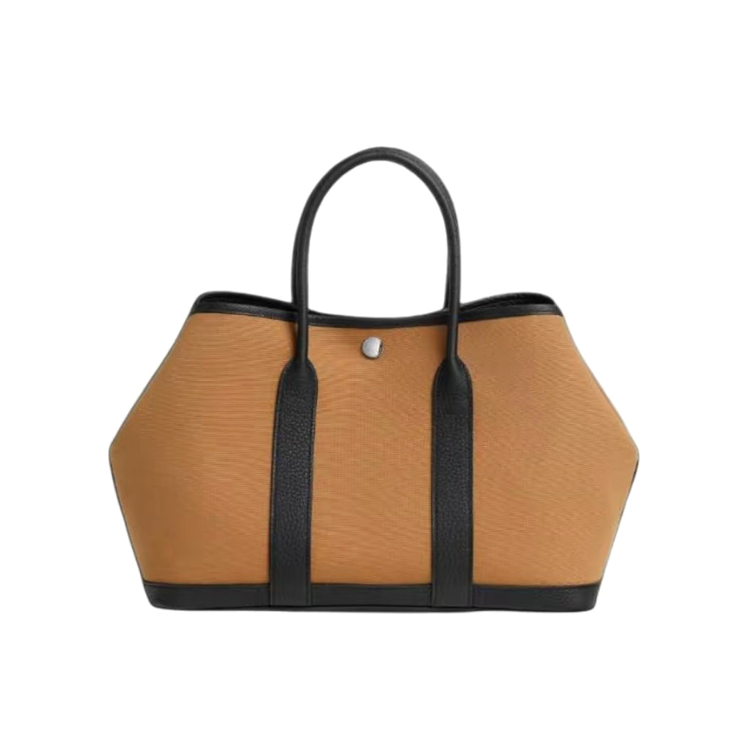 Hermes Garden Party 30 Women's Silver Buckle Colour Blocking Canvas and Calfskin Tote Bag Bags #76891