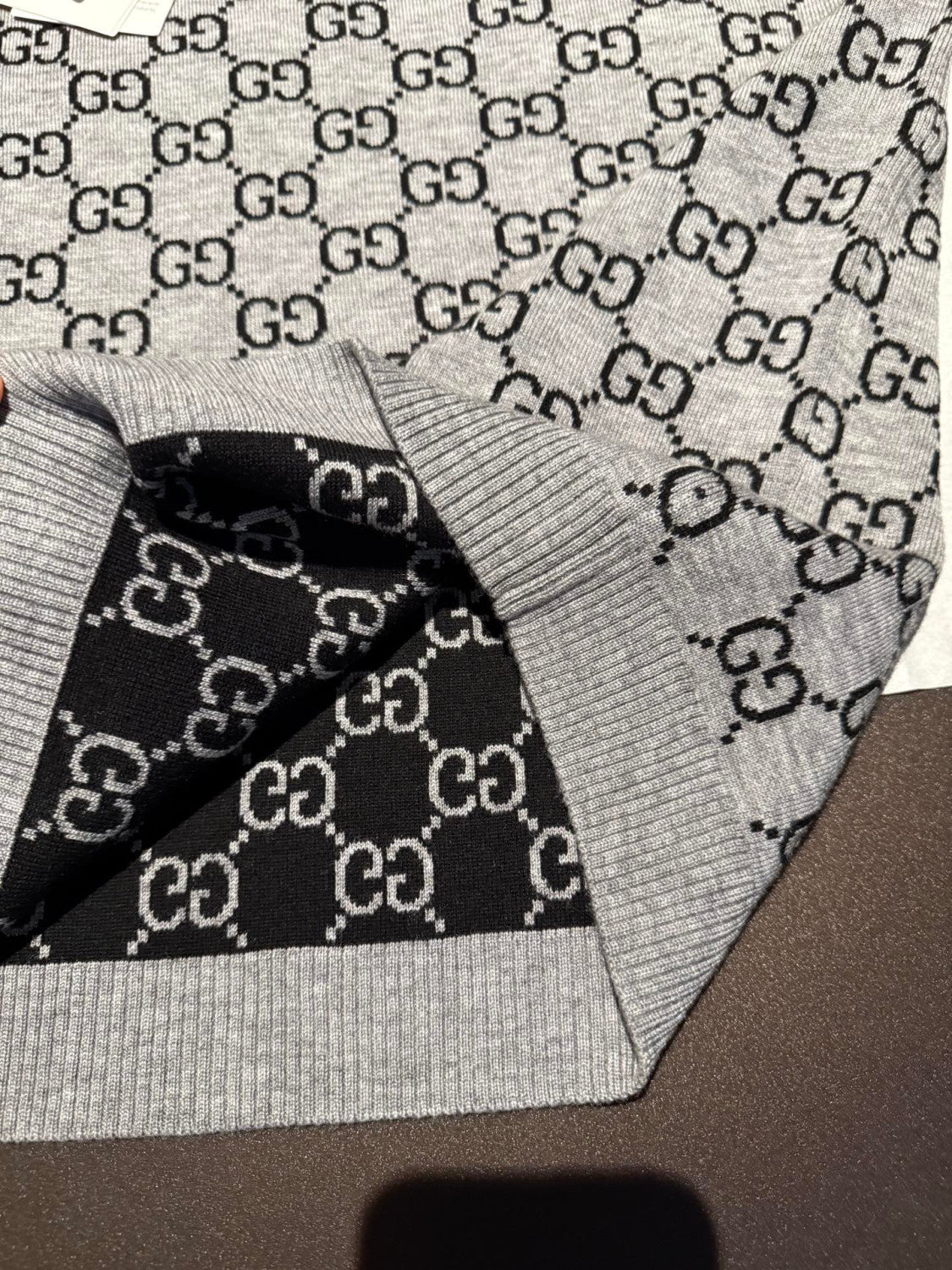 GUCCI Reversible GG Wool Jacquard Top Grey Black #334215