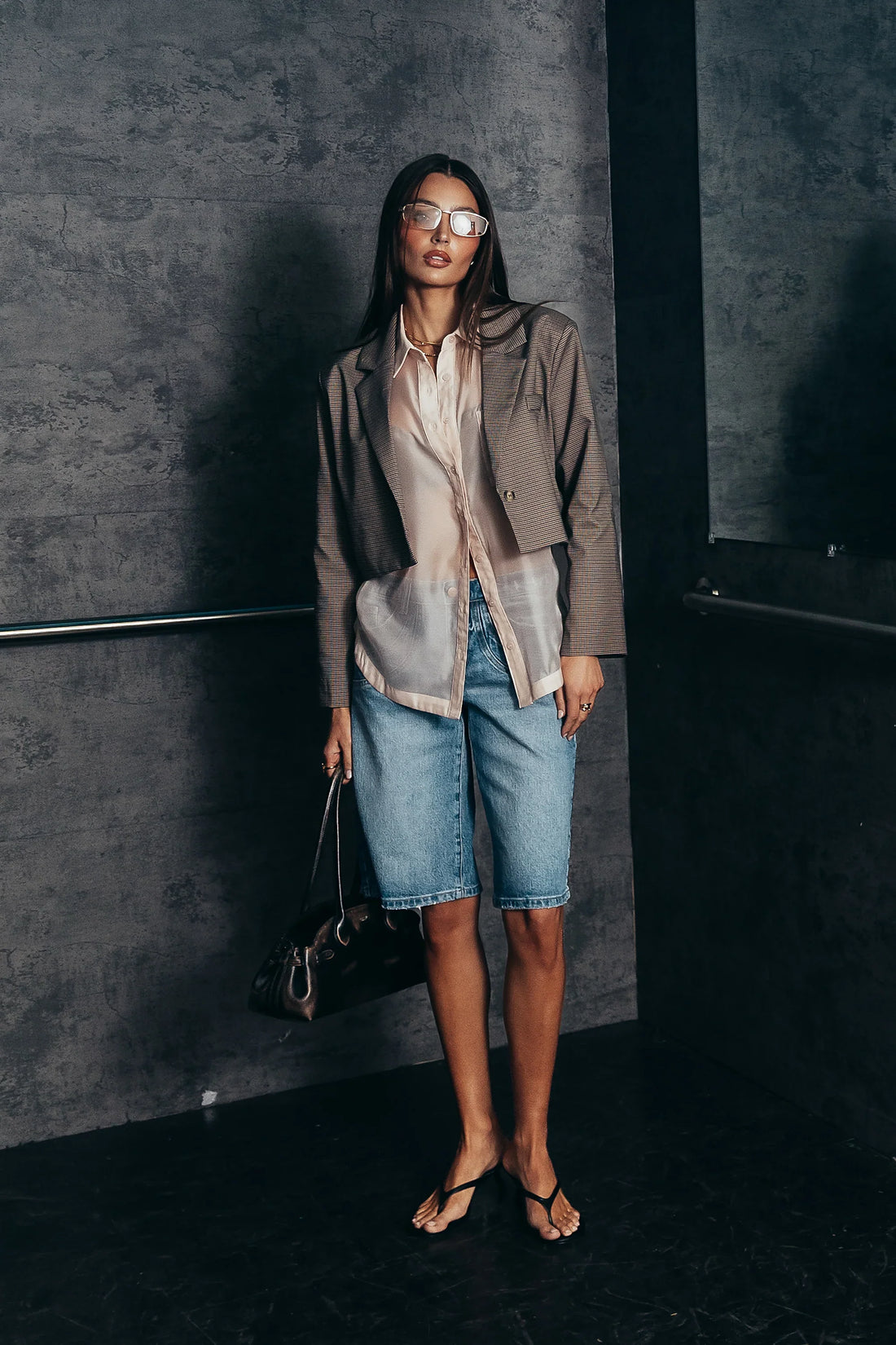 Liberty Sheer Button Up Blouse in Blush