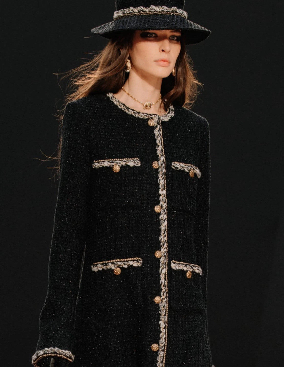 Chanel Four-pocket Long Coat in Fine Shiny Tweed #334124
