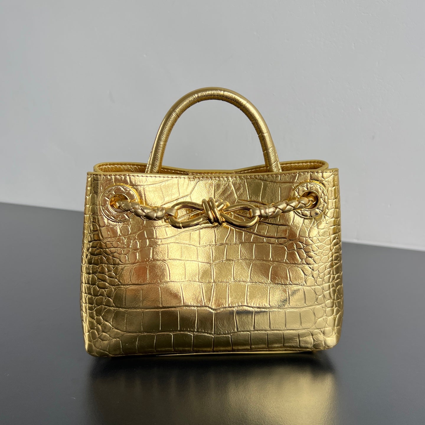 Bottega Veneta Andiamo Mini Crocodile Pattern Handbag #383493