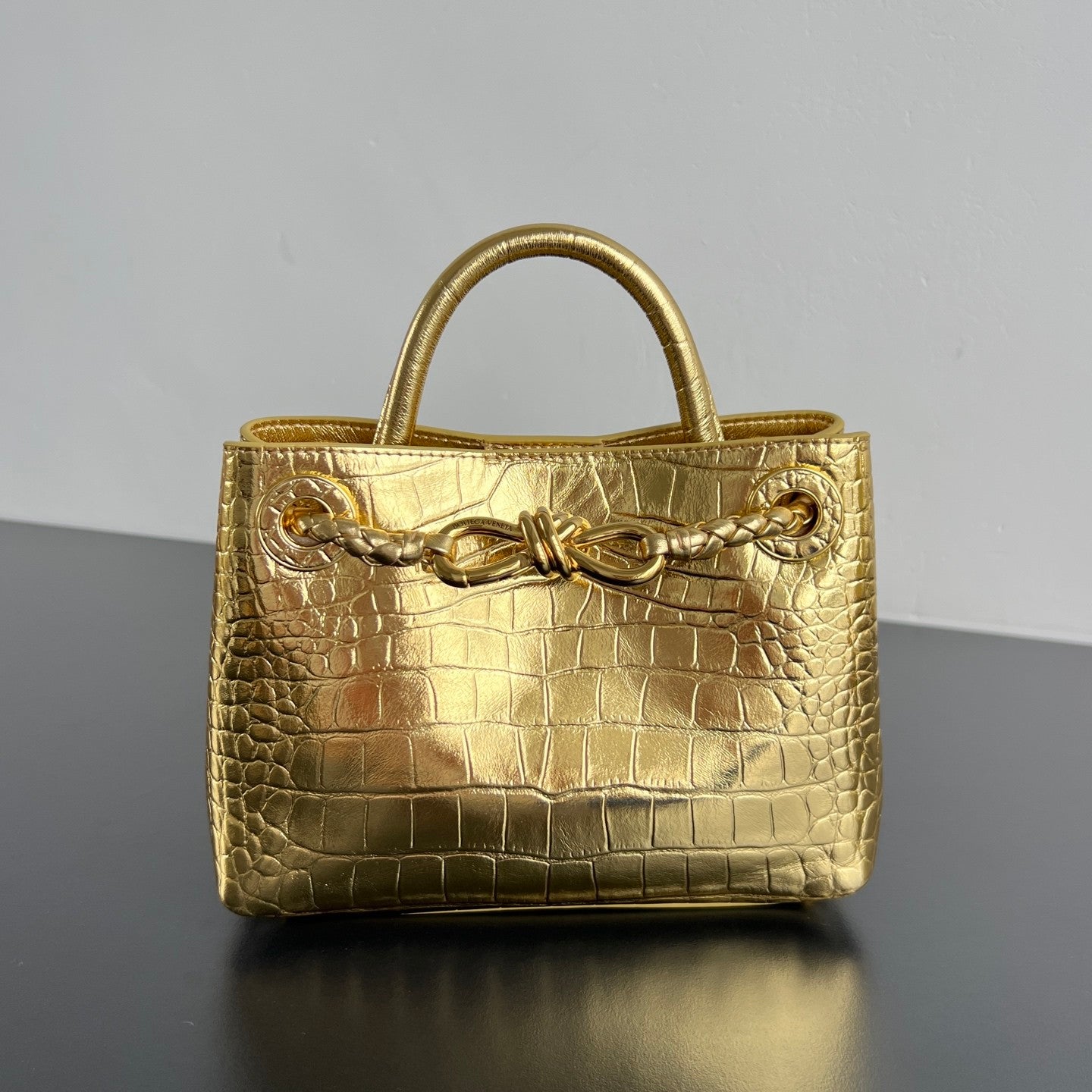 Bottega Veneta Andiamo Mini Crocodile Pattern Handbag #383493
