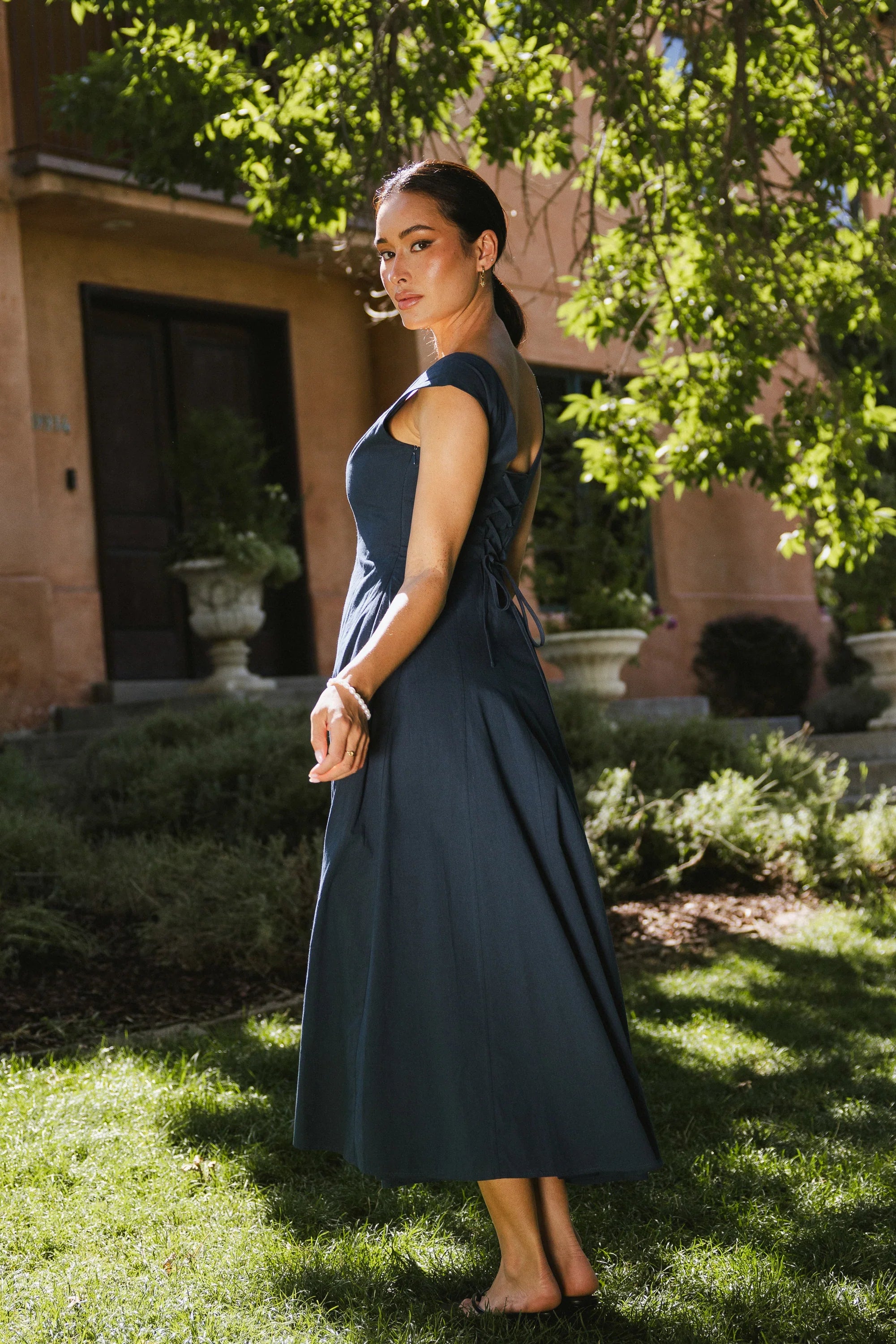 Colin Midi Dress in Navy