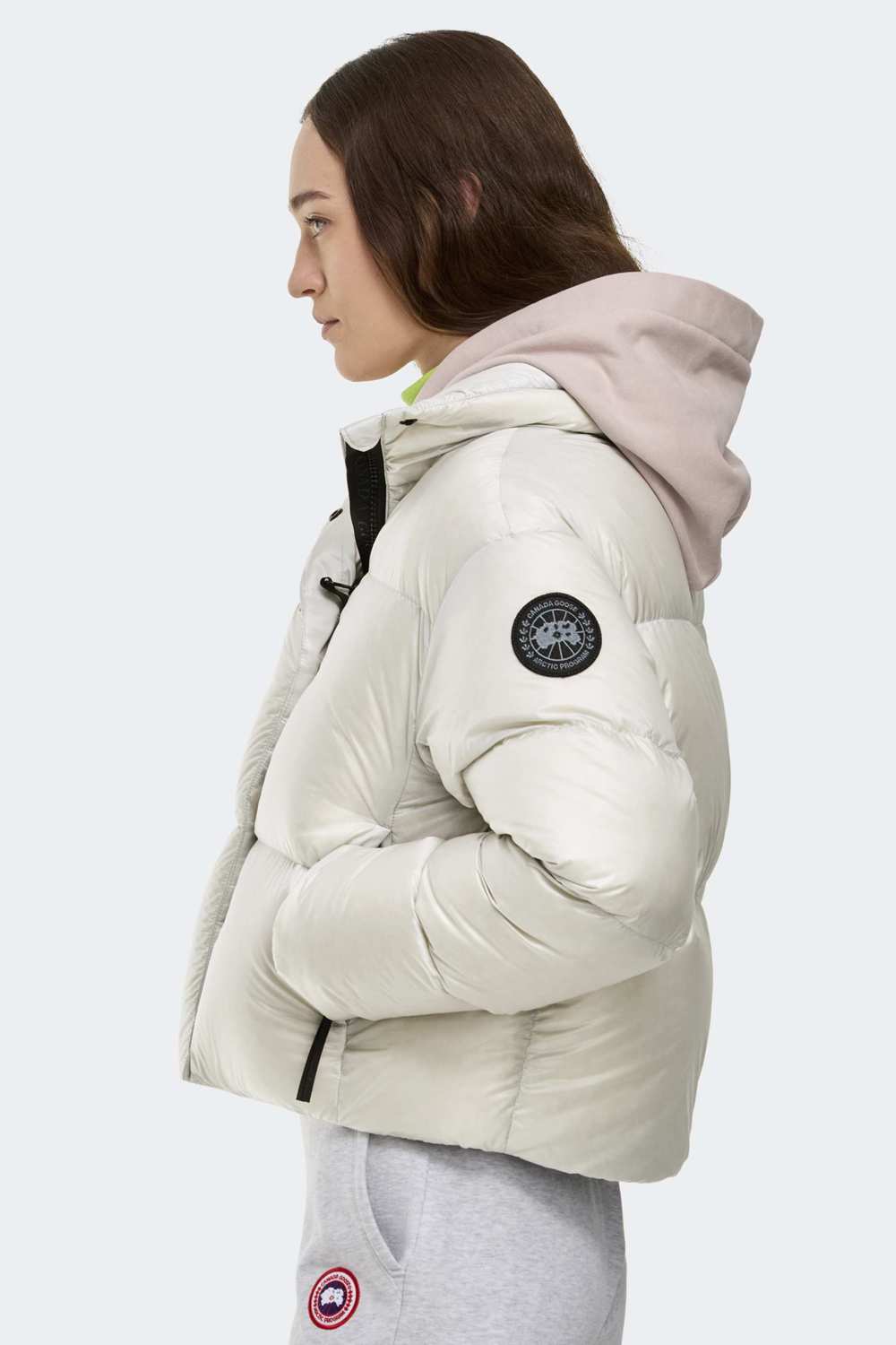 Canada Goose Cypress Cropped Puffer White Label Stand Collar Long Sleeve Glossy Windproof Waterproof Casual Lightweight Short Down Jacket #332228