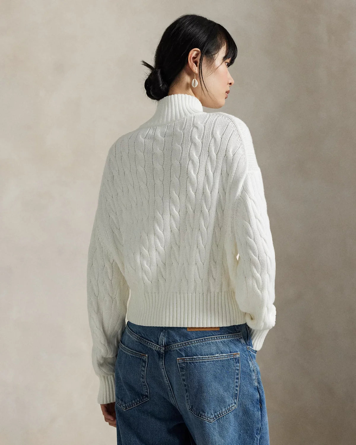 Ralph Lauren Cable-Knit Cotton Quarter Zip Jumper Women #375944