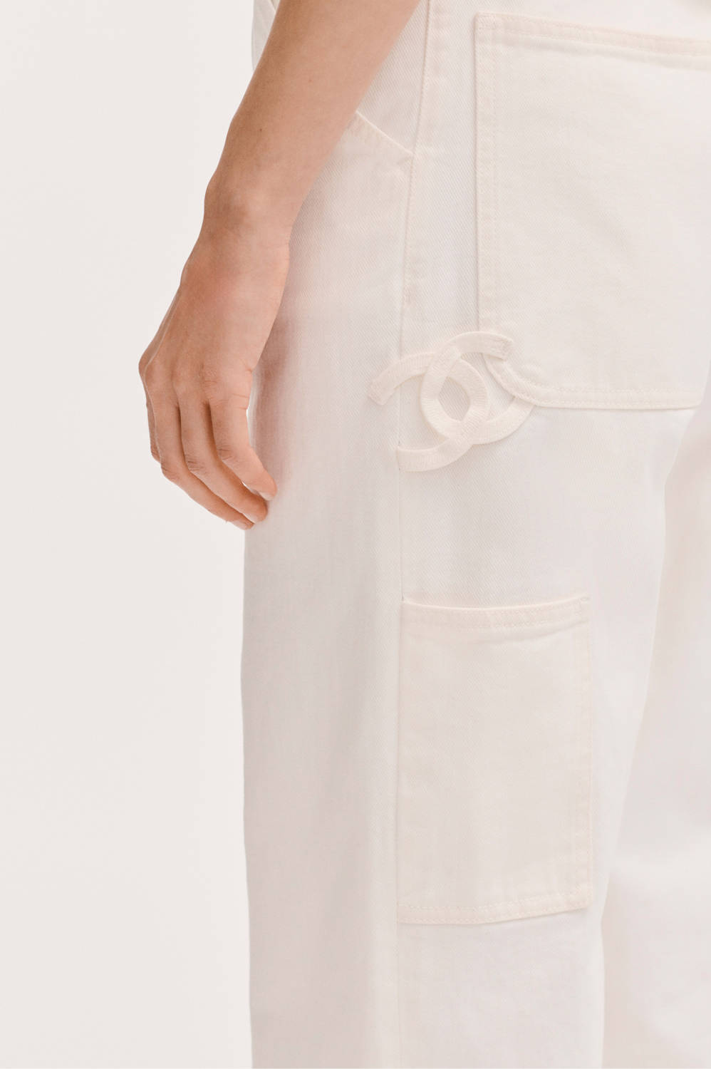 Chanel Jeans Washed Denim White #377644