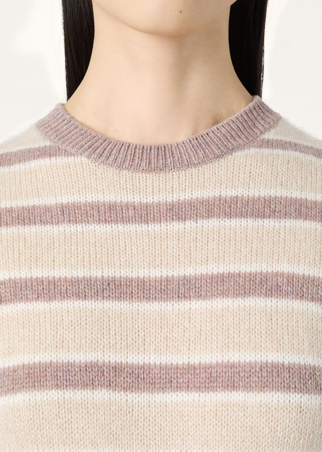 Loro Piana Fobello Women's Round Neck Top Knitted Striped Fashion Casual Elegant Pullover Knit Sweater T-shirt Top Ngvp #2234