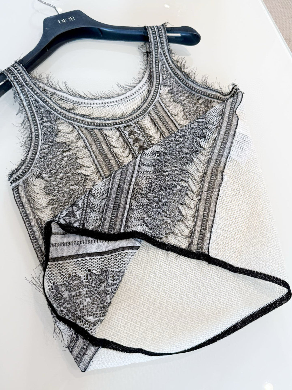 Dior Women's Summer Lace Knit Stretch Hollow-Out Solid Color Sleeveless Vest Ngvp #2397
