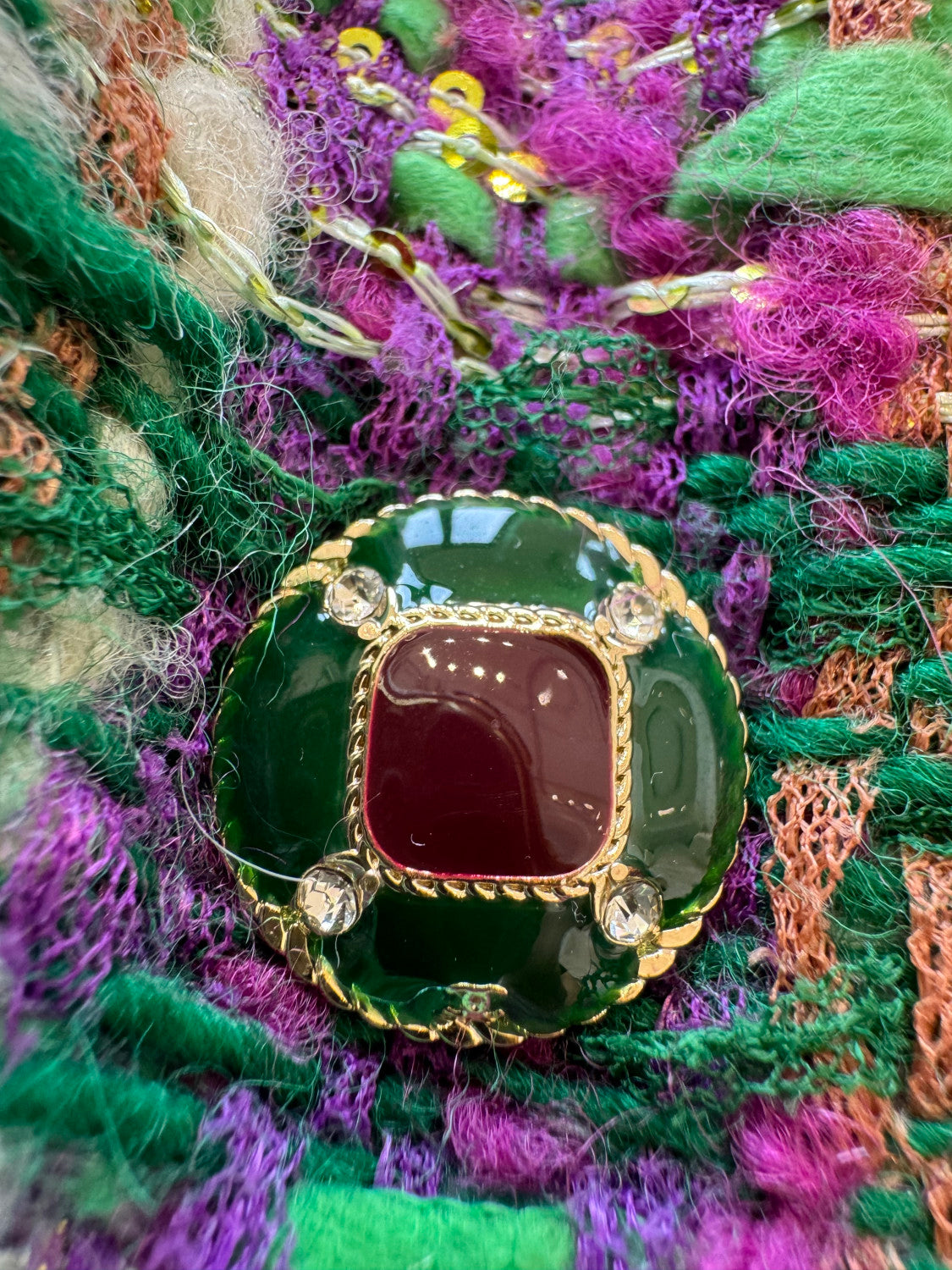 Chanel Vest Tweed Green Purple Ecru #334170