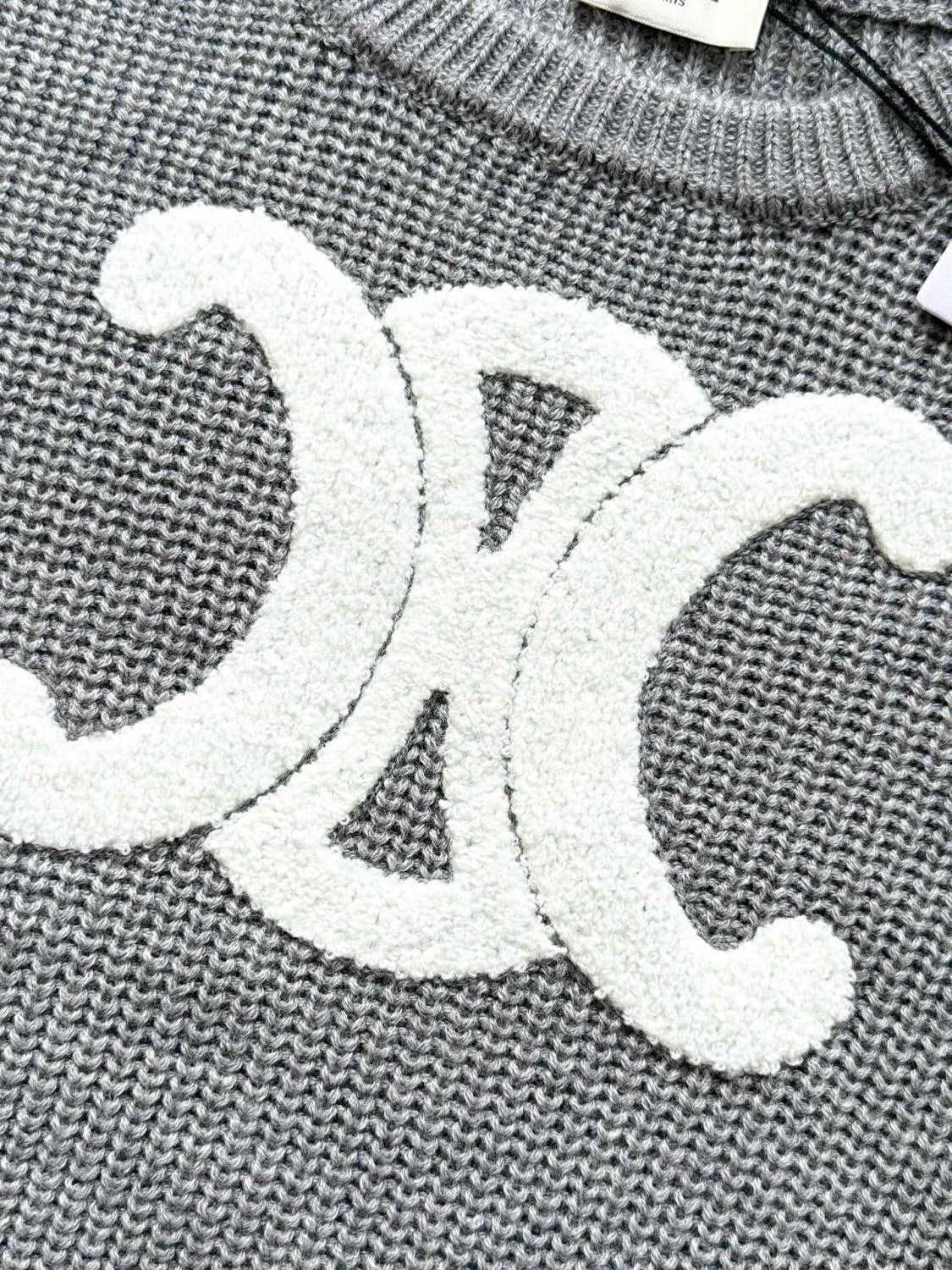 Celine Women's Spring/autumn Fashion Casual Solid Color Loose Logo Knitted Sweater With Round Neck Pullover Sweater #78331