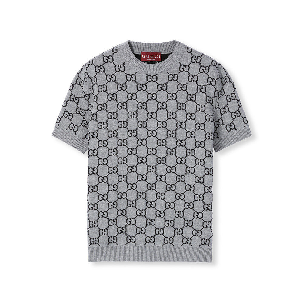 Gucci Gray And Black Reversible GG wool Jacquard Top Featuring Iconic GG Pattern #332622
