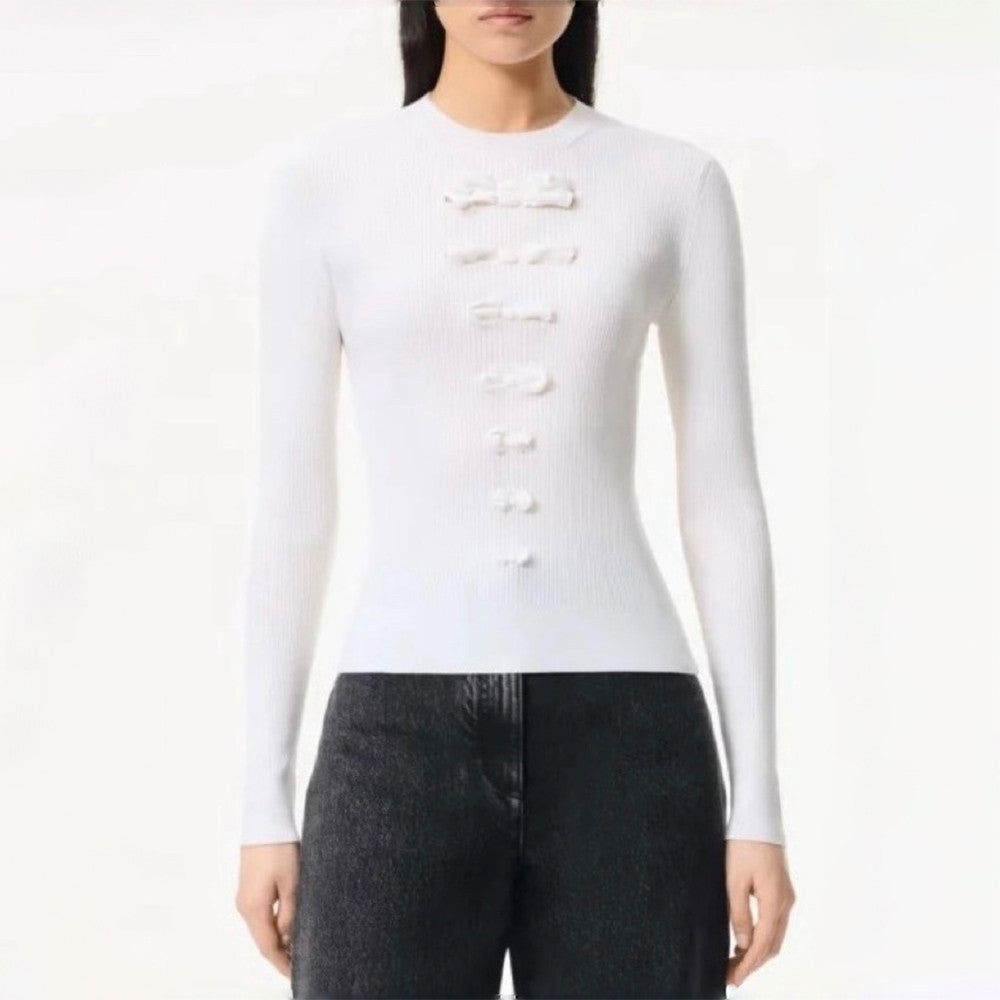 Chanel Top-quality Version Bow-knotted Wavy Knitted Bottoming Shirt #336386
