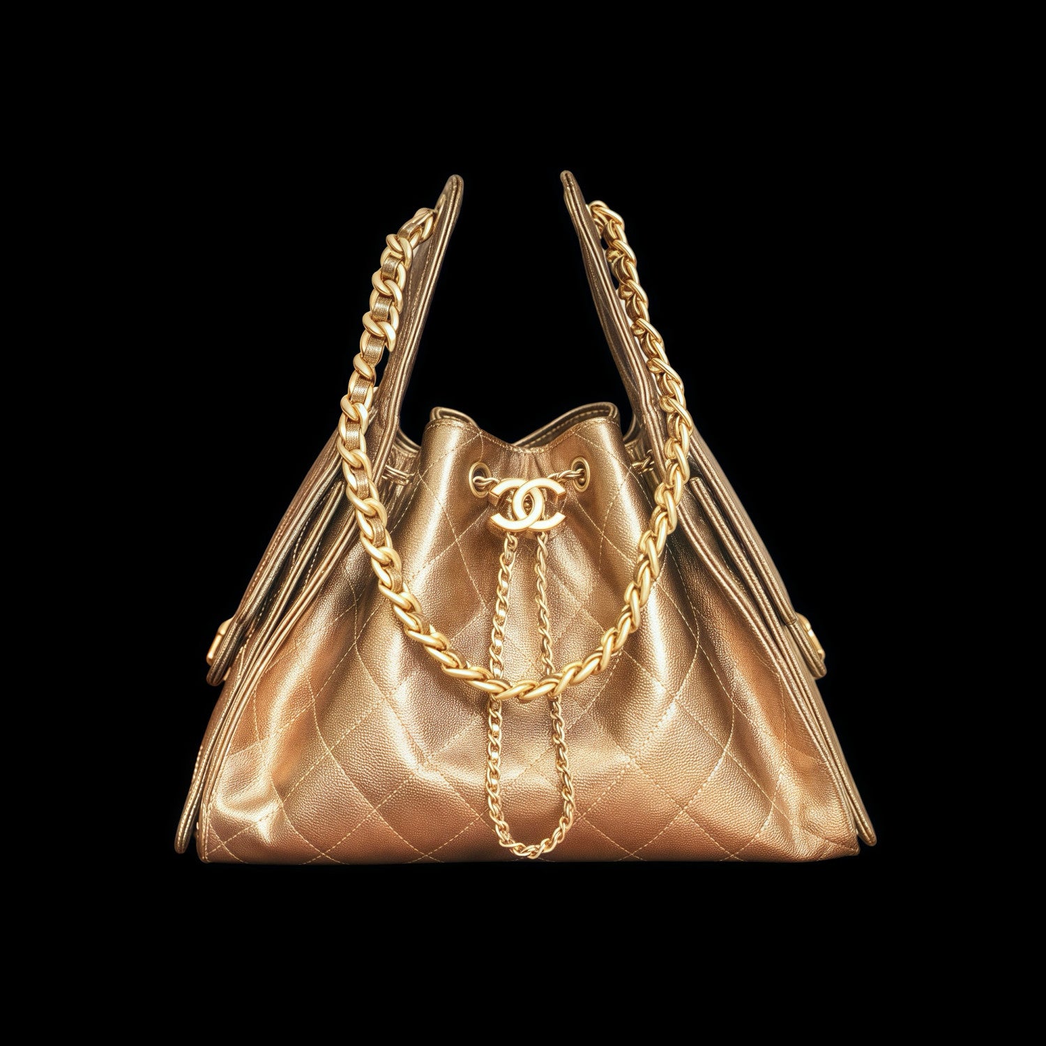 Chanel 25C Women's Classic Double C Logo Solid Color Cowhide & Leather Tote Shoulder Bag Bags #77139