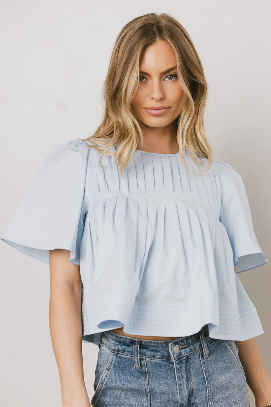 Isha Pleated Top in Blue