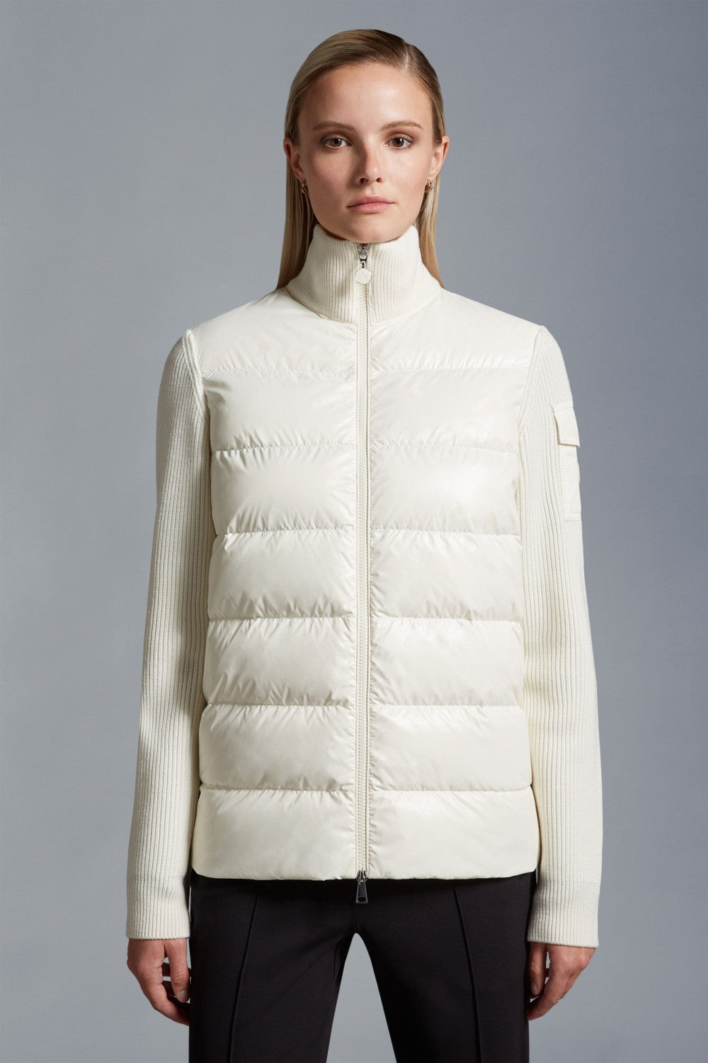 Moncler Cardigan Women's Ski Solid Color Snow Mountain Stand Collar Wool Goose Down Down Jacket#333081