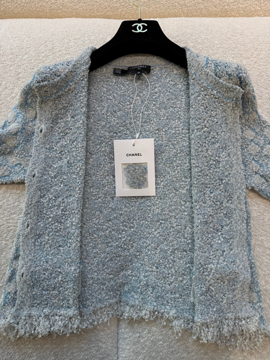Chanel Tweed Cardigan Blue #335858