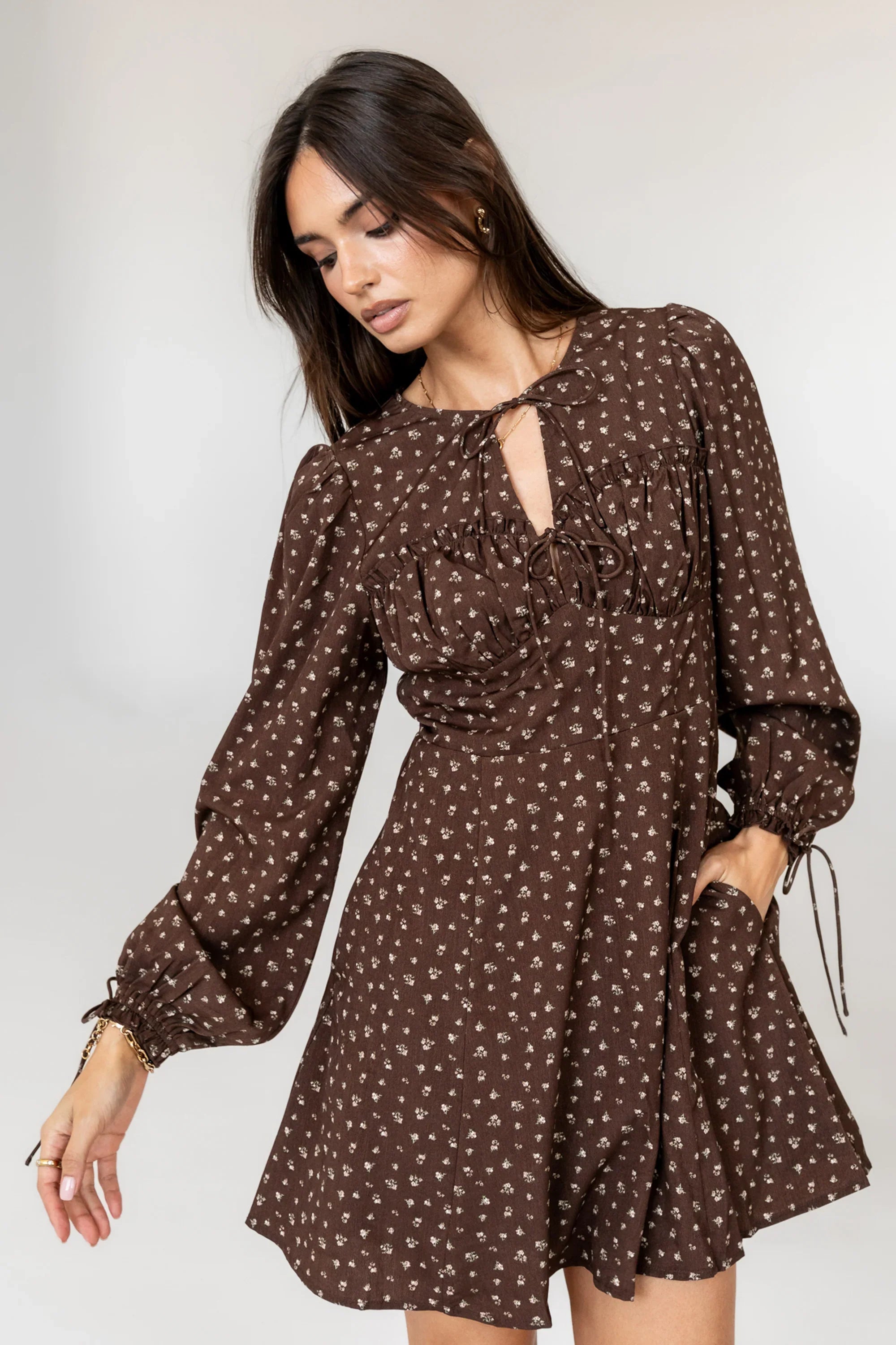 Myles Floral Mini Dress in Burgundy