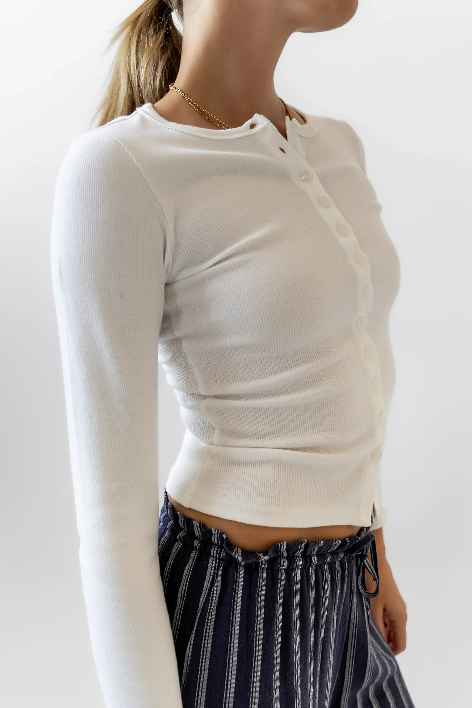 Mia Button Up Top in White