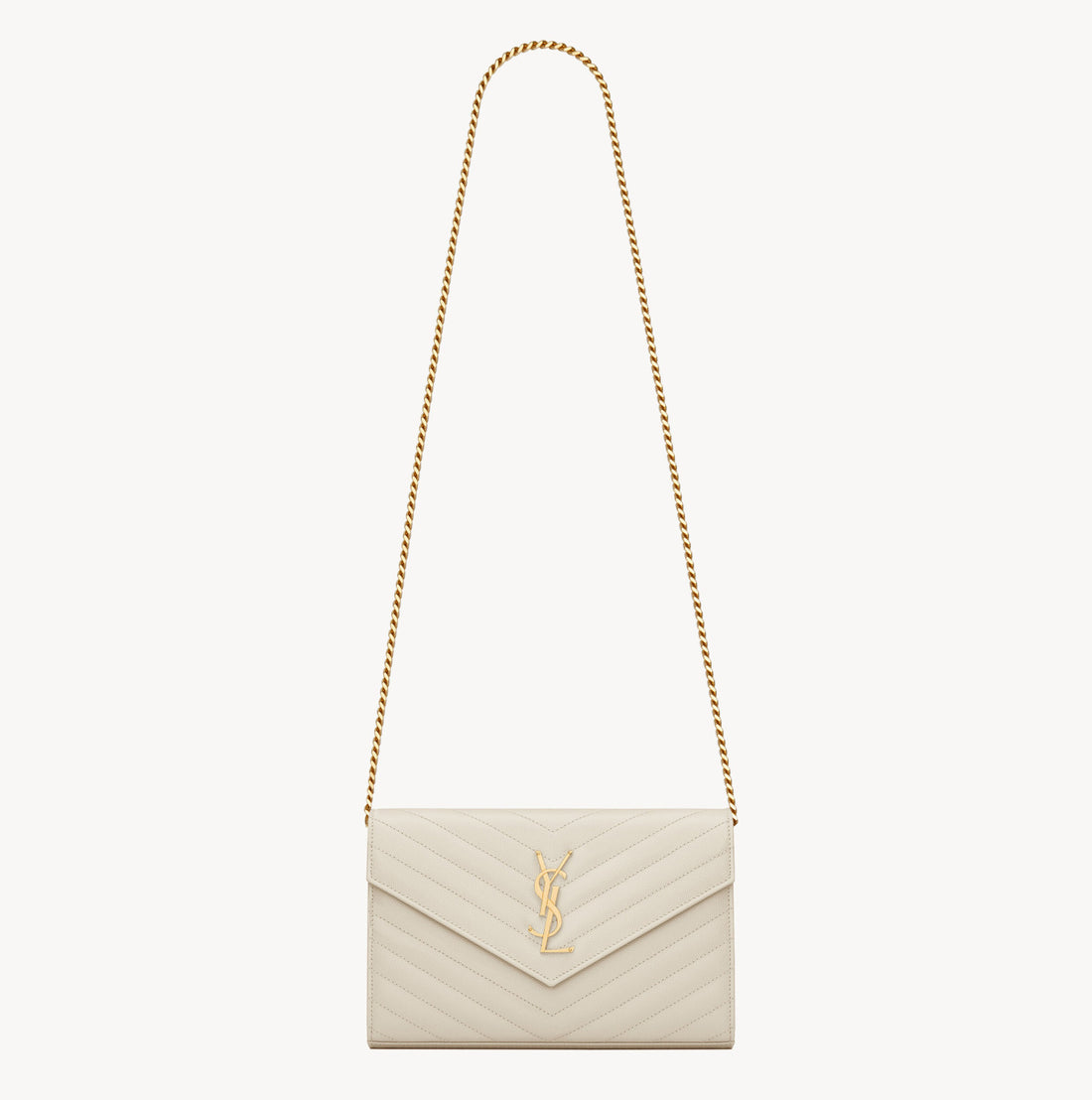 Saint Laurent Women's Classic Fashion Classic Cassandre Chain Wallet In Grain De Poudre Leather Logo Gold Chain Leather Shoulder Bag Crossbody Bag Bags Accessories 377828BOW021000 #78166