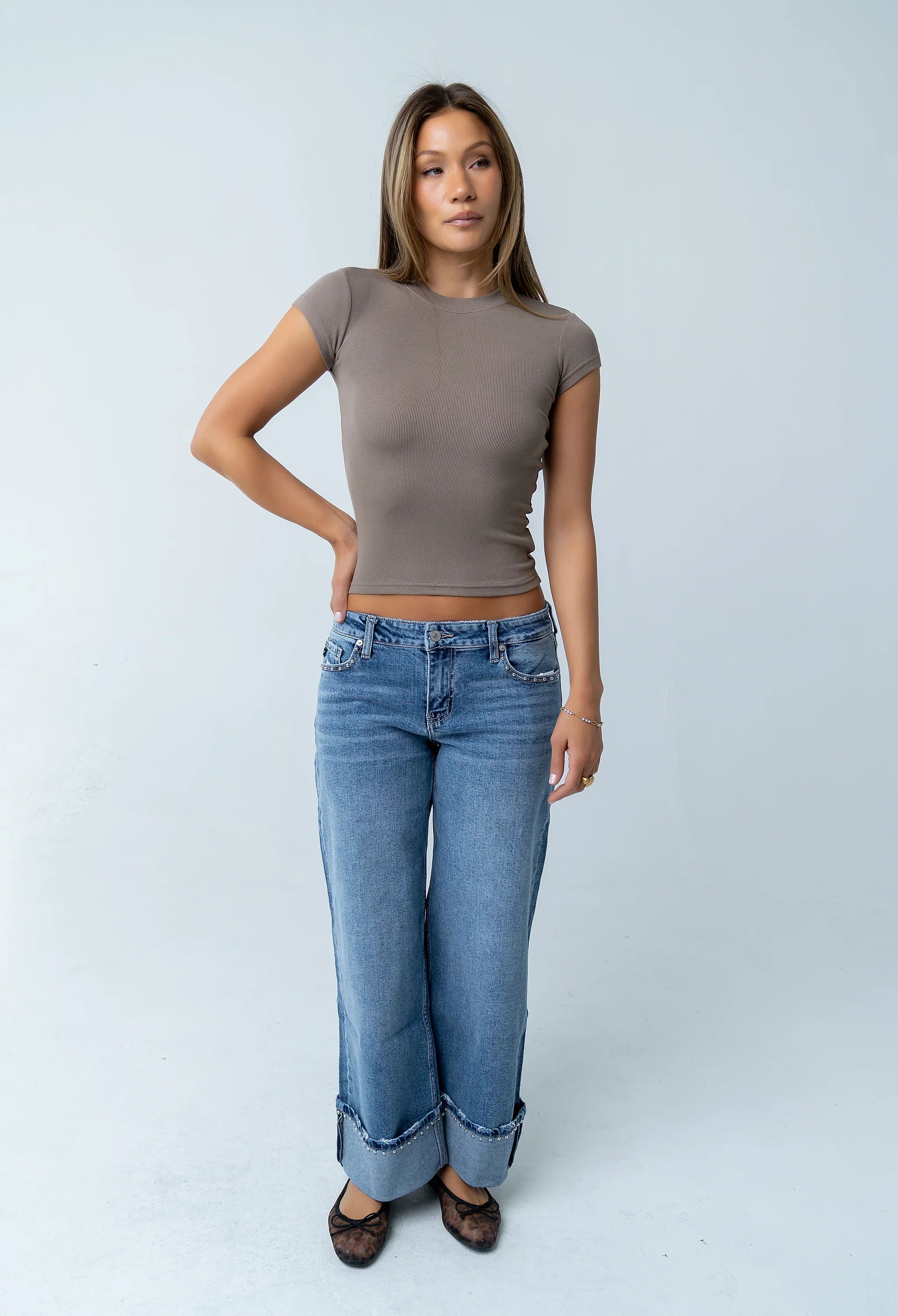 Asher Ribbed Top in Taupe