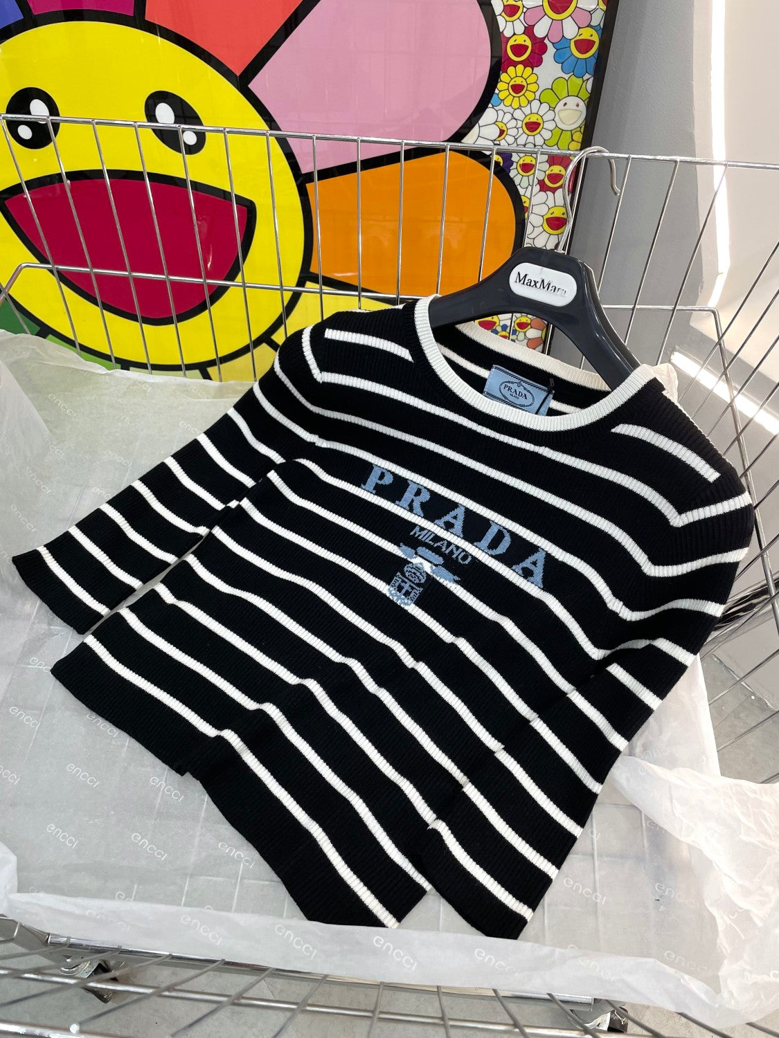 Prada Women's Autumn/Winter Fashion Casual Striped Color-Block Logo Letter Round Neck Wool Knit Sweater #78375