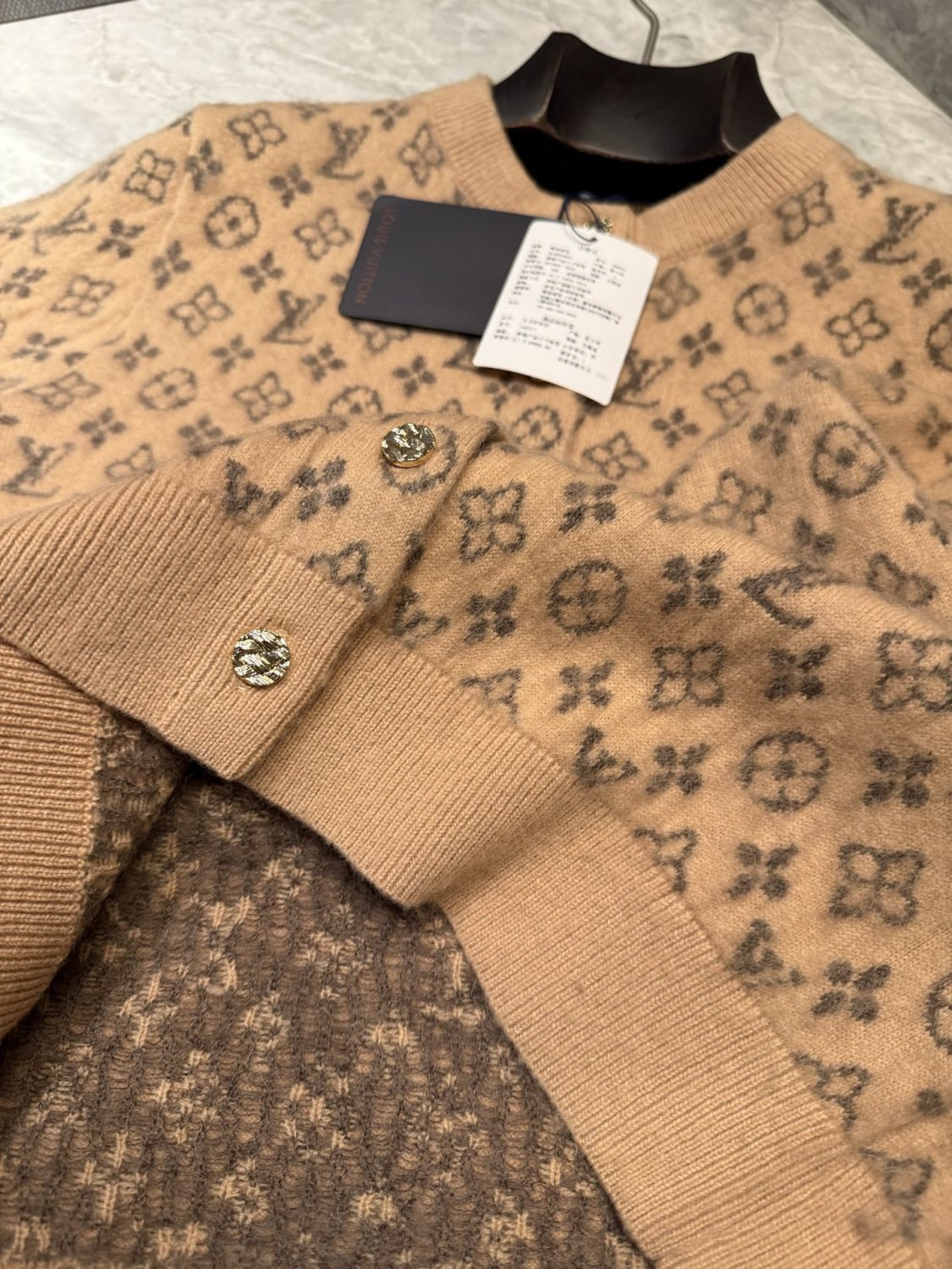 Louis Vuitton Brushed Monogram Cardigan Cashmere Alpaca #333137