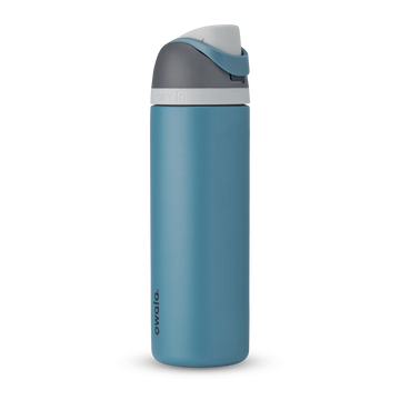 Owala FreeSip Insulated Stainless Steel Water Bottle with Straw for Sports and Travel, BPA-Free, 24-oz, Grey/Blue