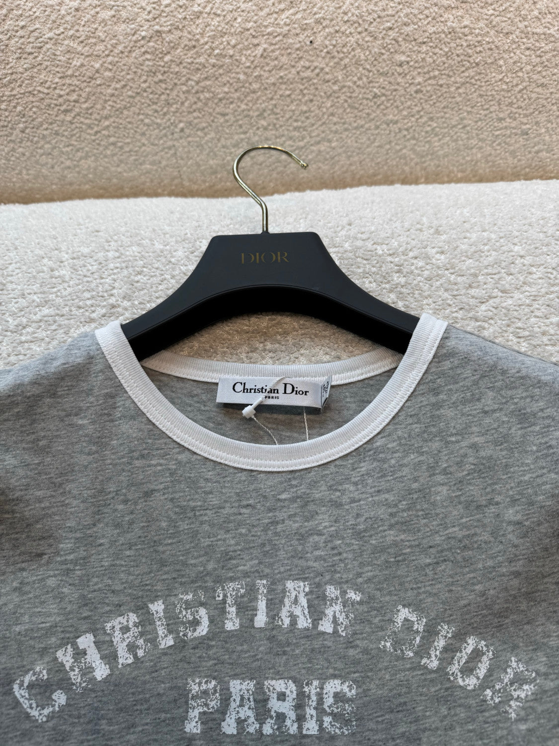 DIOR T-Shirt Gray and White Cotton Jersey #377461