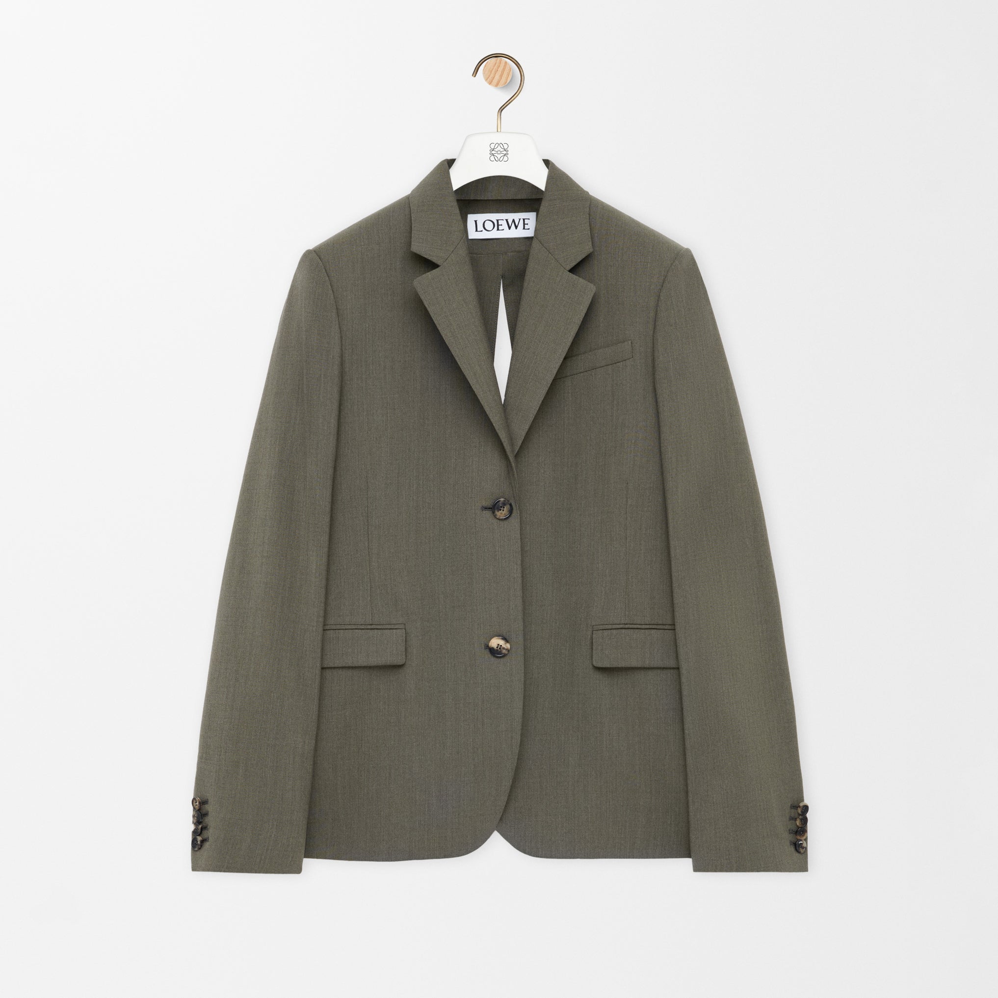 Loewe Women's Spring/Fall Fashion Classic Business Premium Solid Color V-Neck Single Button Long Sleeve Blazer Fashion Classic Solid Color Elastic Waistband Business Premium Suit Pants Pants Suit Set #78992