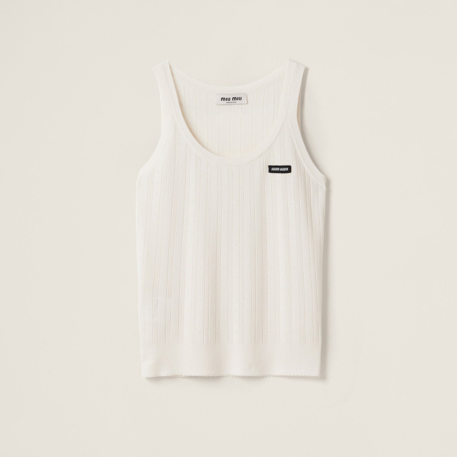 MiuMiu Women's Spring/Summer Fashion Casual Round U-Neck Pullover Logo Icon Openwork Knit Vest #79485