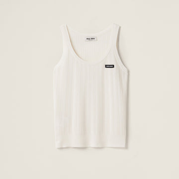 MiuMiu Women's Spring/Summer Fashion Casual Round U-Neck Pullover Logo Icon Openwork Knit Vest #79485