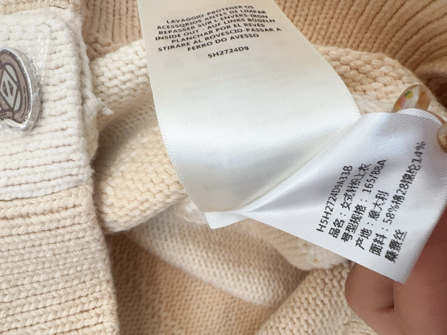Hermes Long sleeve Long Cardigan Thick Bicolor Cotton #333633