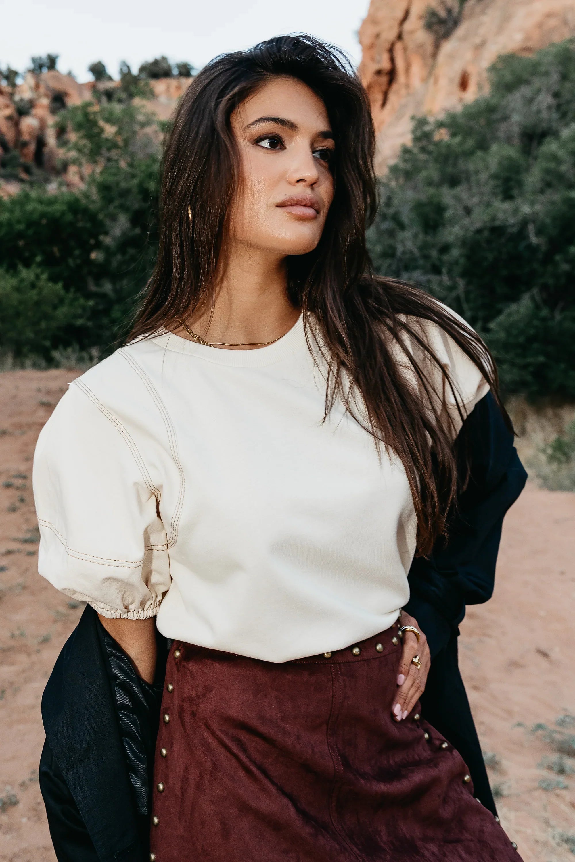 Aspen Puff Sleeve Top in Ecru