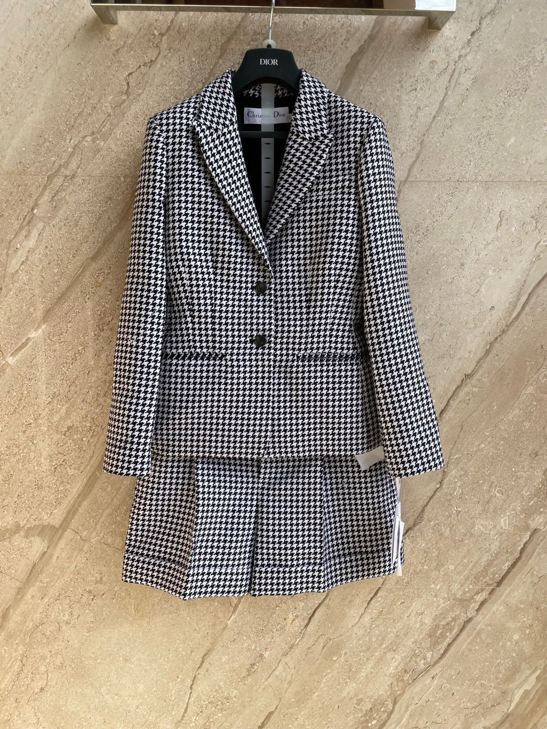 DIOR 30 Montaigne Bar Jacket Black and White Single Breasted Houndstooth Wool  #326752