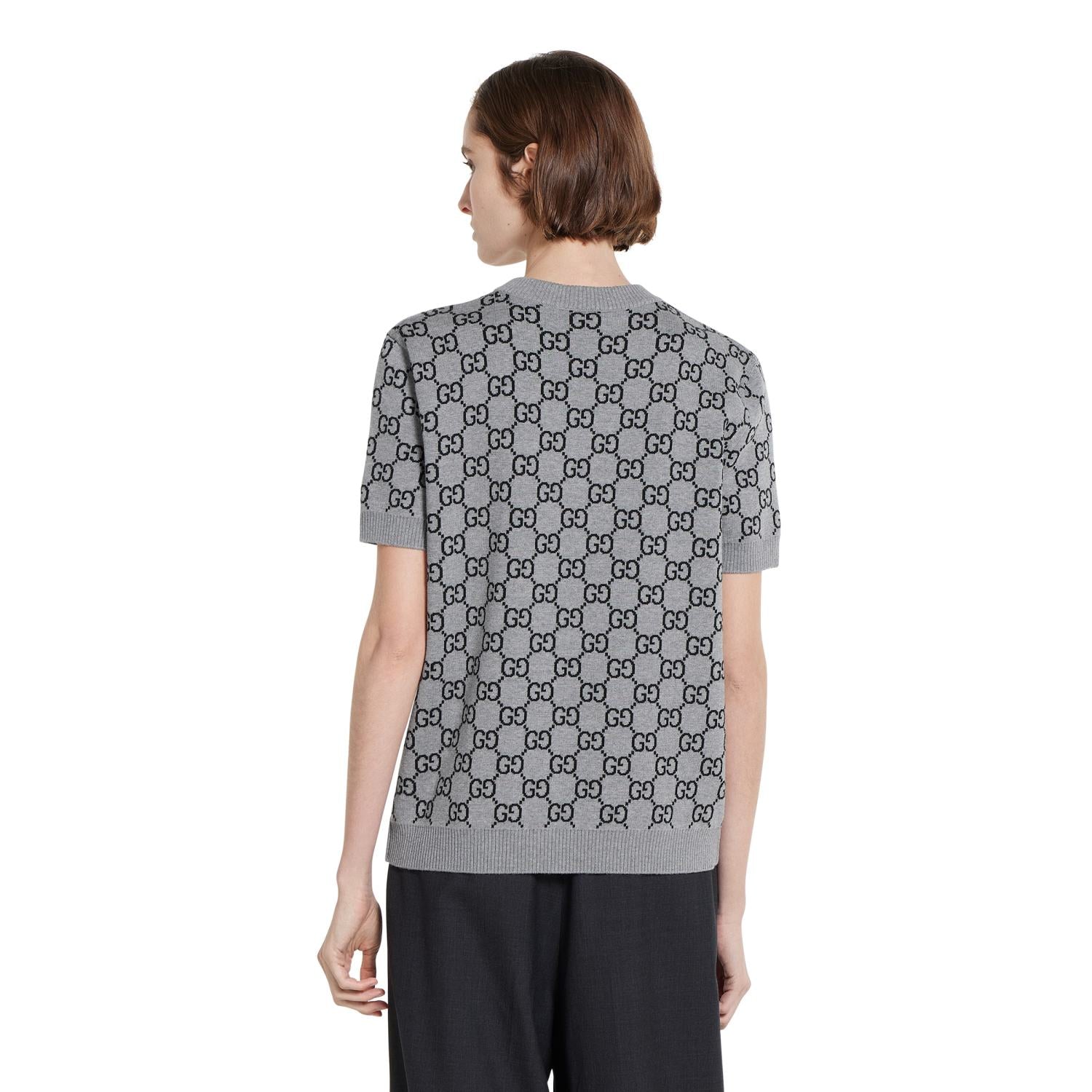 GUCCI Reversible GG Wool Jacquard Top Grey Black #334215