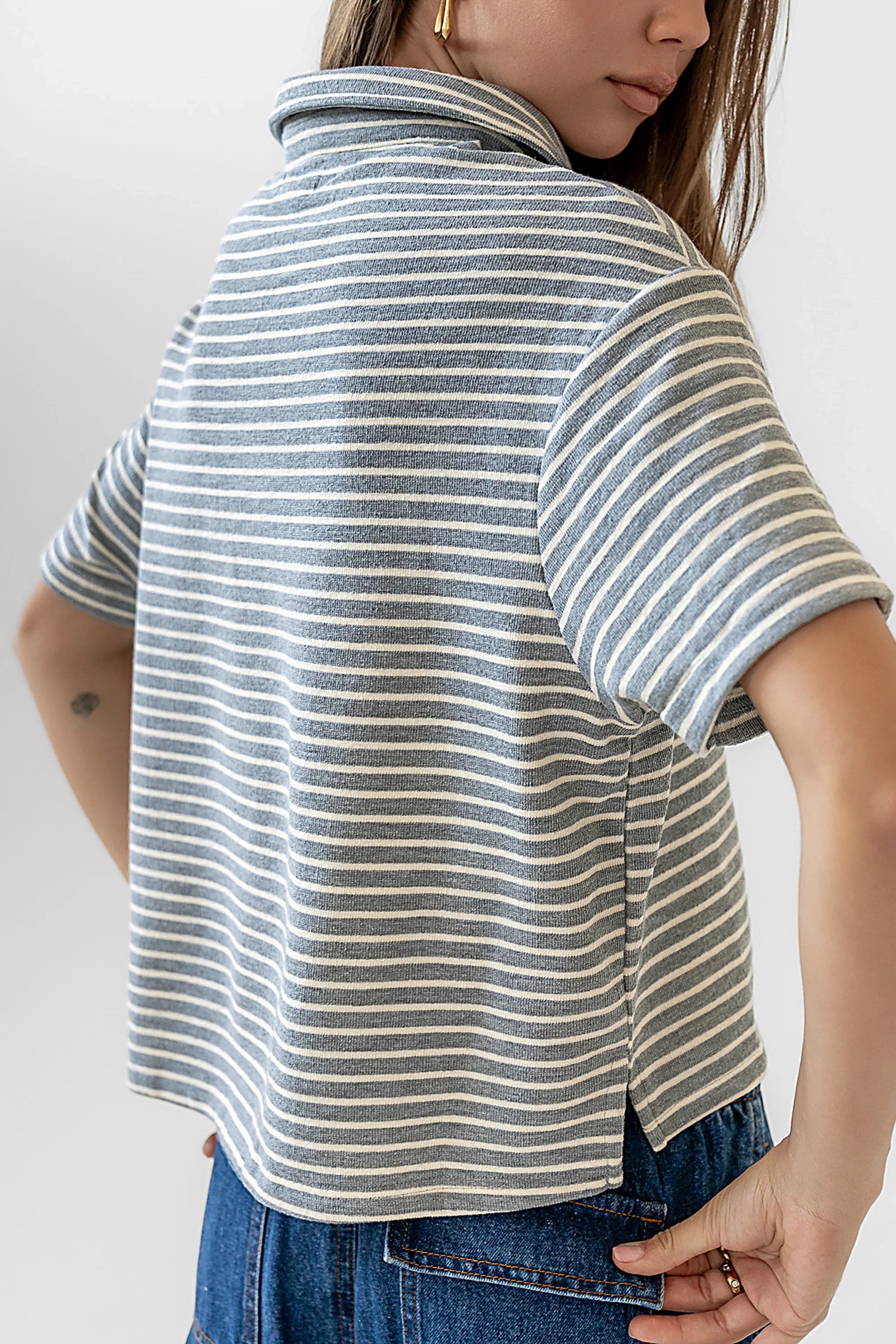 Lucca Striped Top in Grey