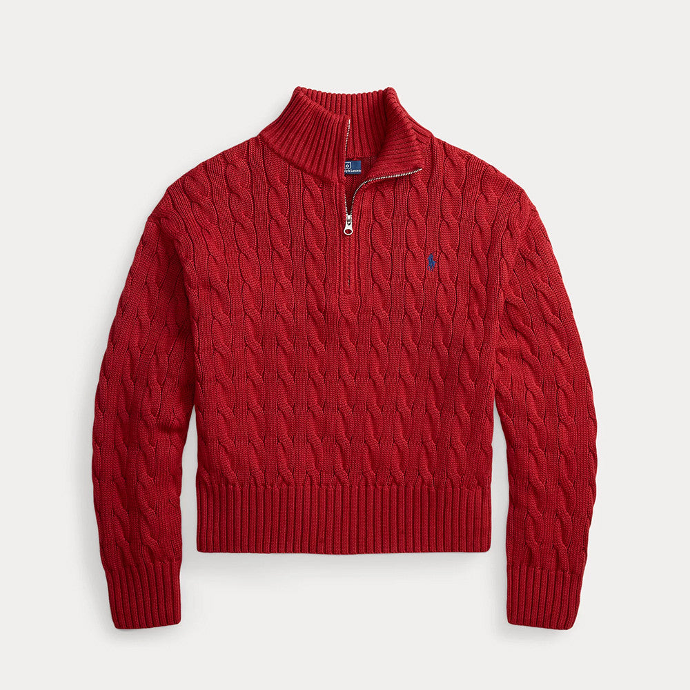 Ralph Lauren Cable-Knit Cotton Quarter Zip Jumper Women #375944