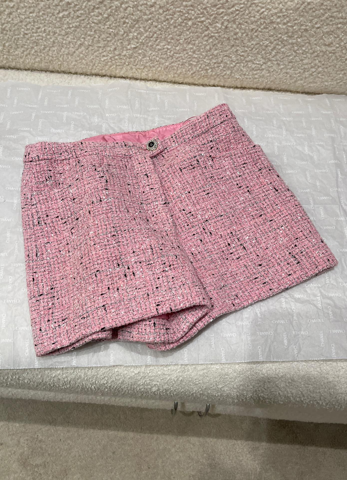 Chanel Short-sleeved Top Shorts Tweed Pink Black White#335416