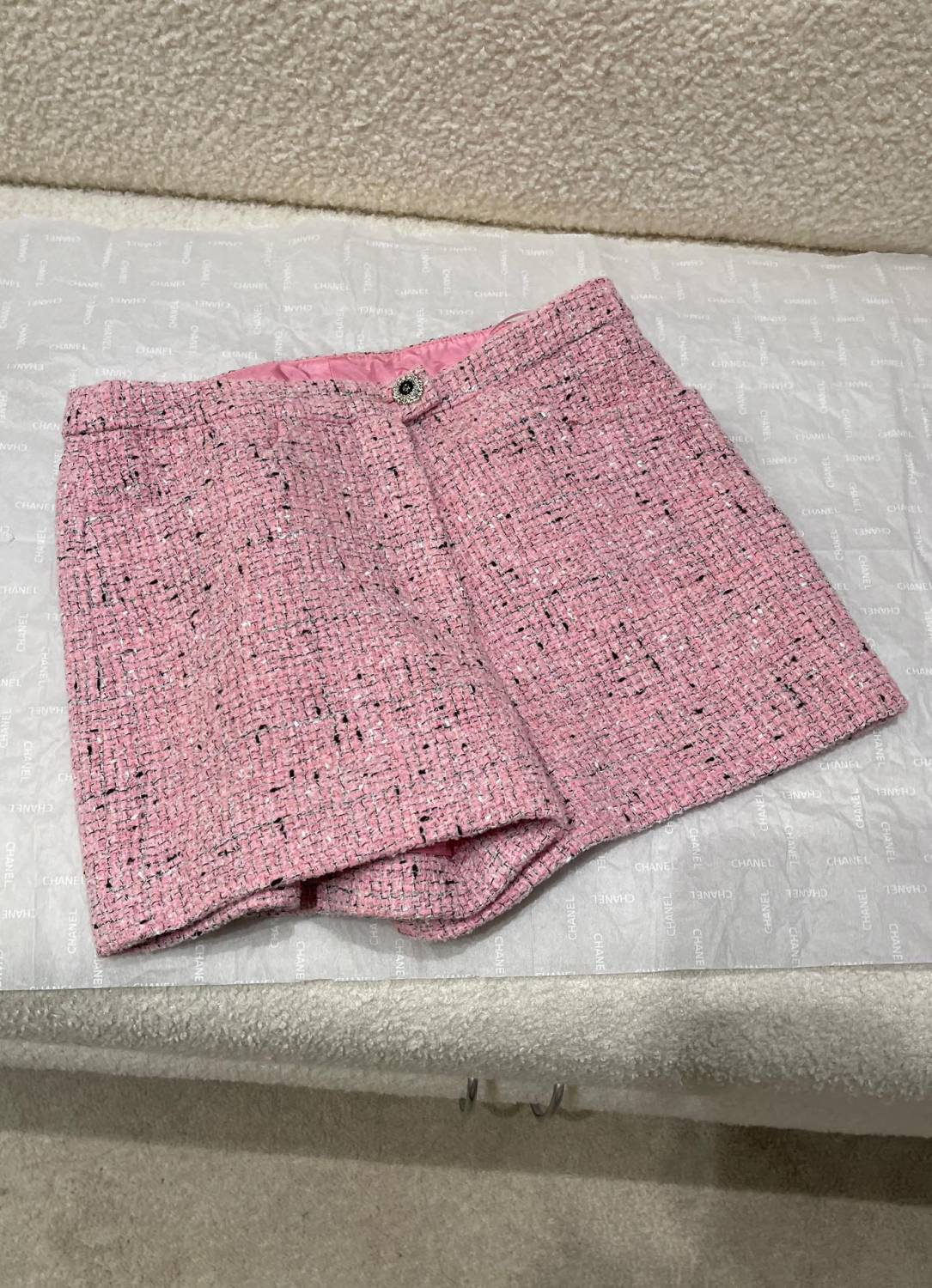 Chanel Short-sleeved Top Shorts Tweed Pink Black White#335416