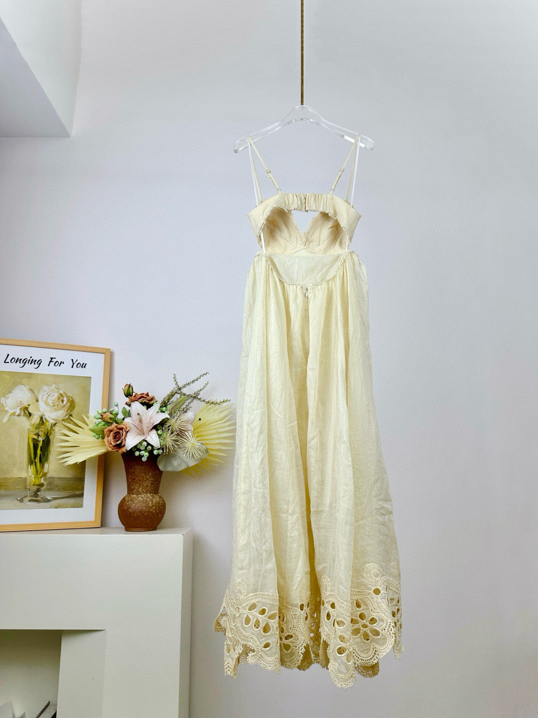 Zimmermann Women's Spring/summer Linen Lace Elegant Temperament Long Dress Fashion Casual Camisole Vest Dresseses Ngvp #2241
