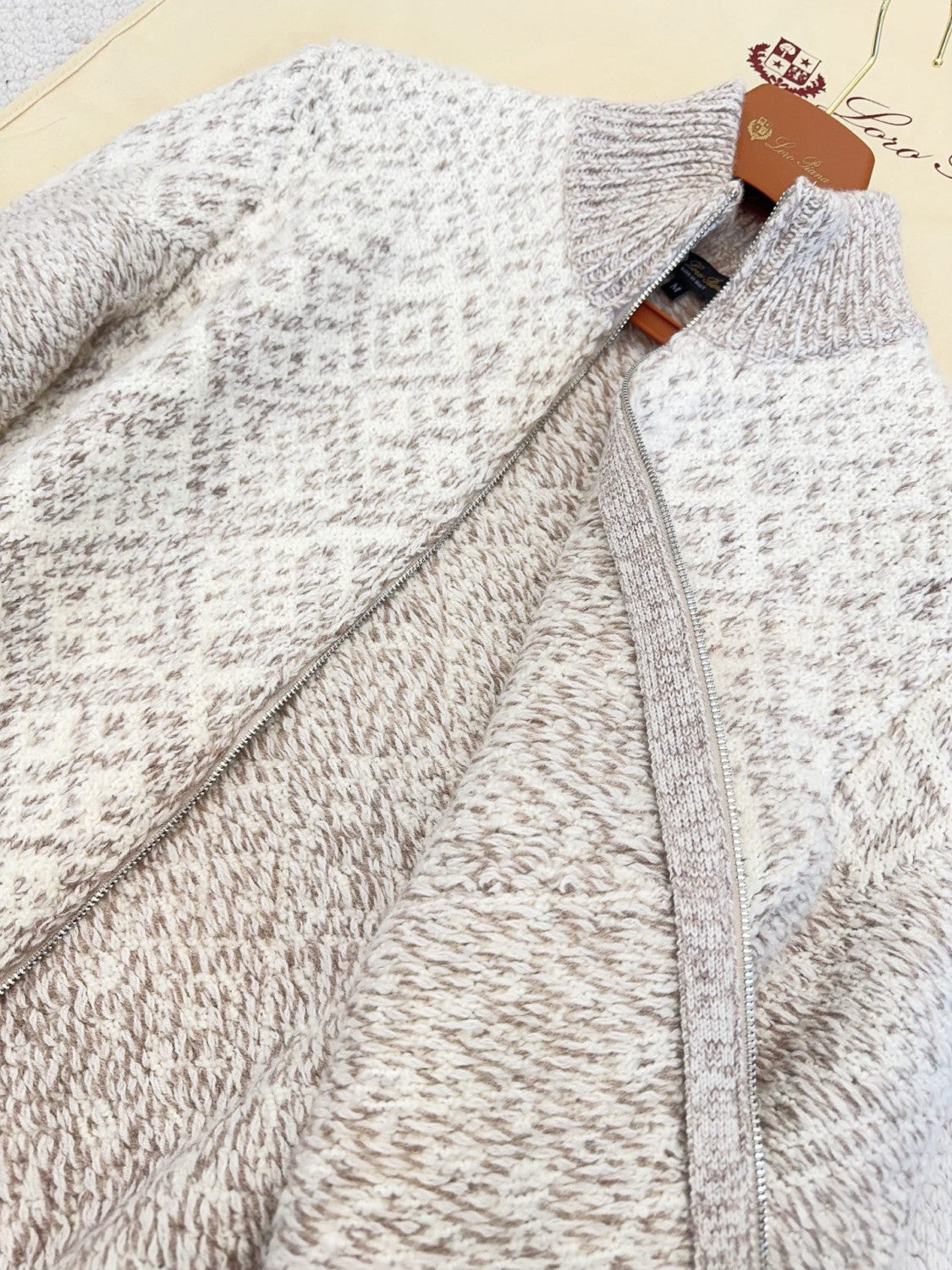 Loro Piana Paroo Bomber Sweater Cashmere White Beige#335464