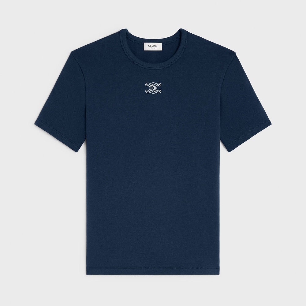 Celine Triomphe T-shirt in Ribbed Cotton Jersey #377456