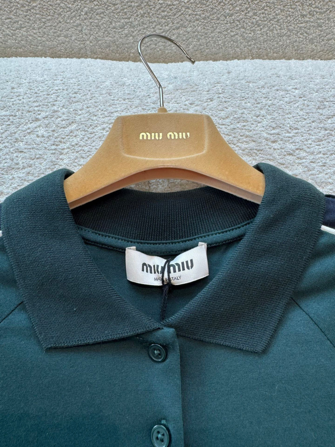 MiuMiu Bottle Green blue Cotton Jersey Polo Shirt #377064