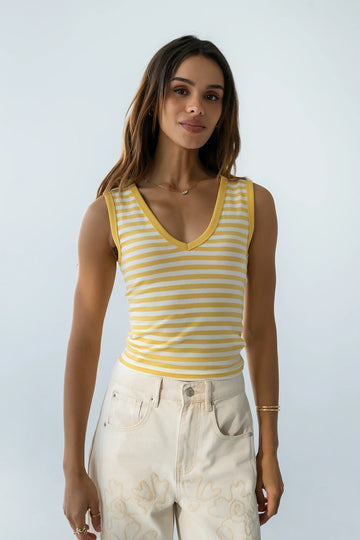 Kylen Striped Tank Top in Yellow