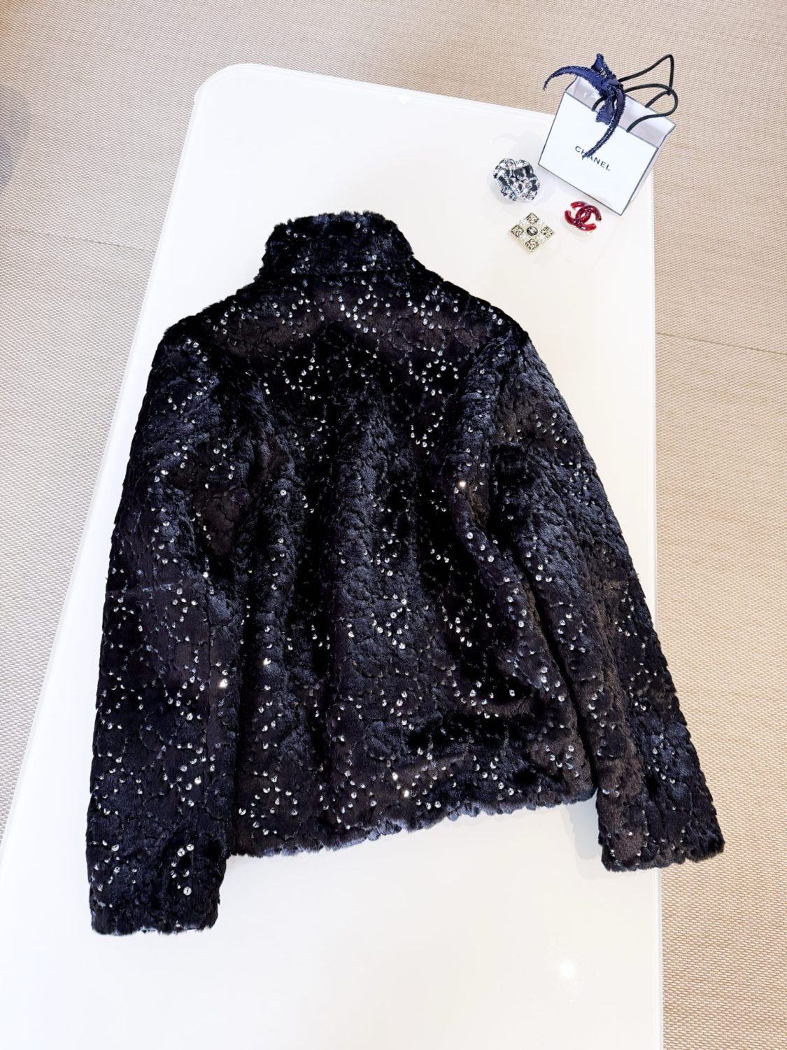 Chanel Jacket Mixed Fibers Sequins Black #334700