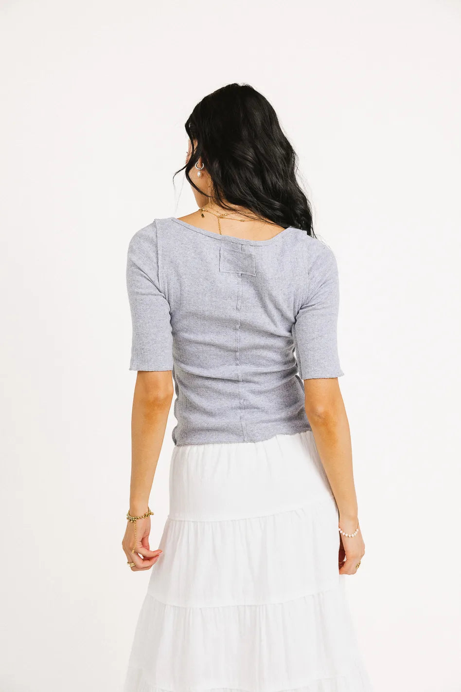 Kippin Fitted Top in Grey