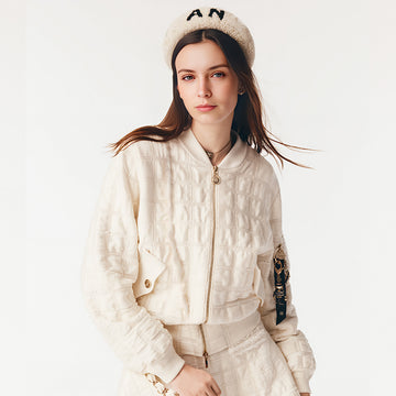 Chanel Women's Waist-Defining Zipper Long-Sleeve Jacket Checkered Solid-Color Fall/Winter Coat Ngvp #331924