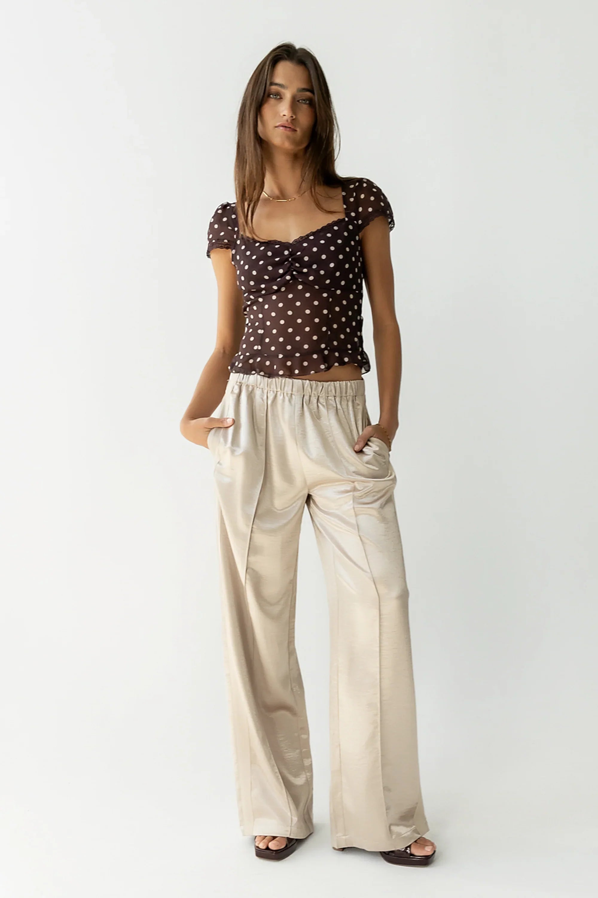 Liam Sheer Polka Dot Top