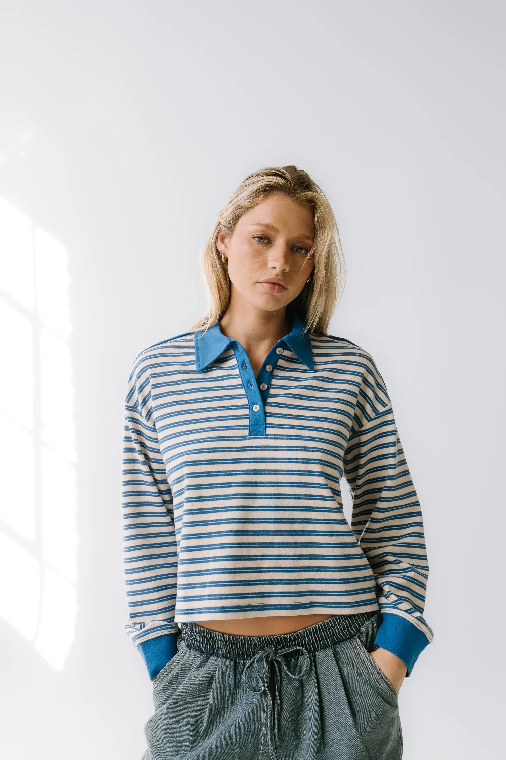 Kessie Striped Top in Blue