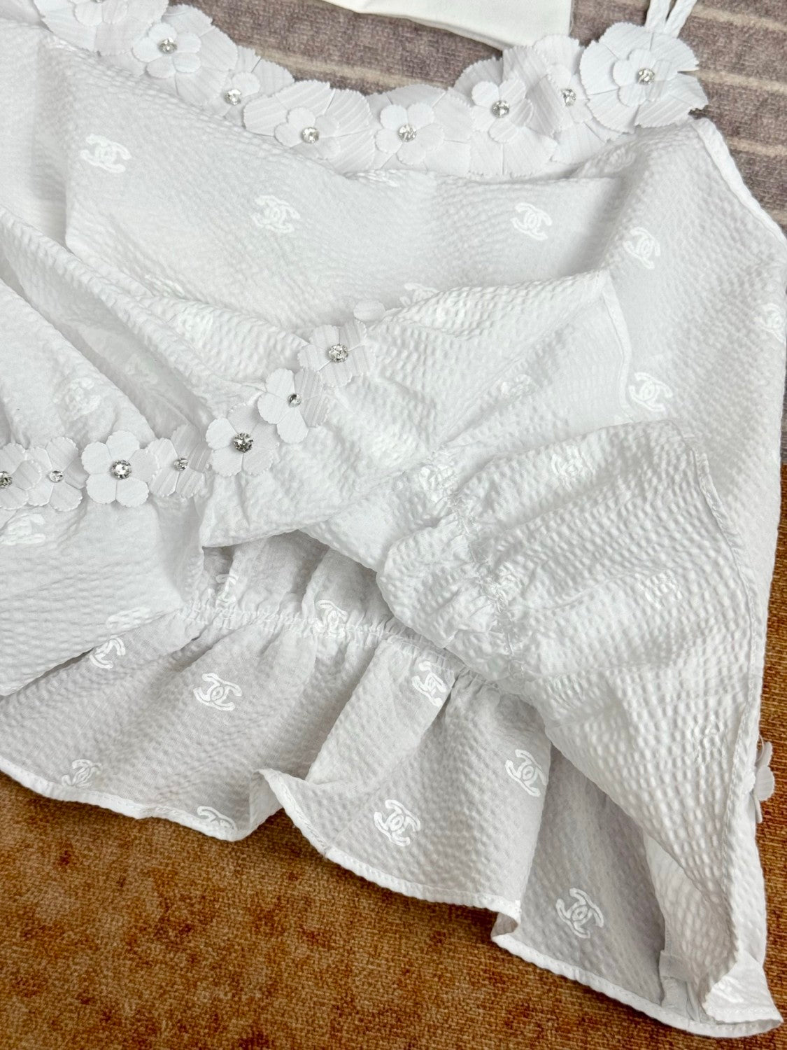 Chanel Top Embroidered Cotton White #377745